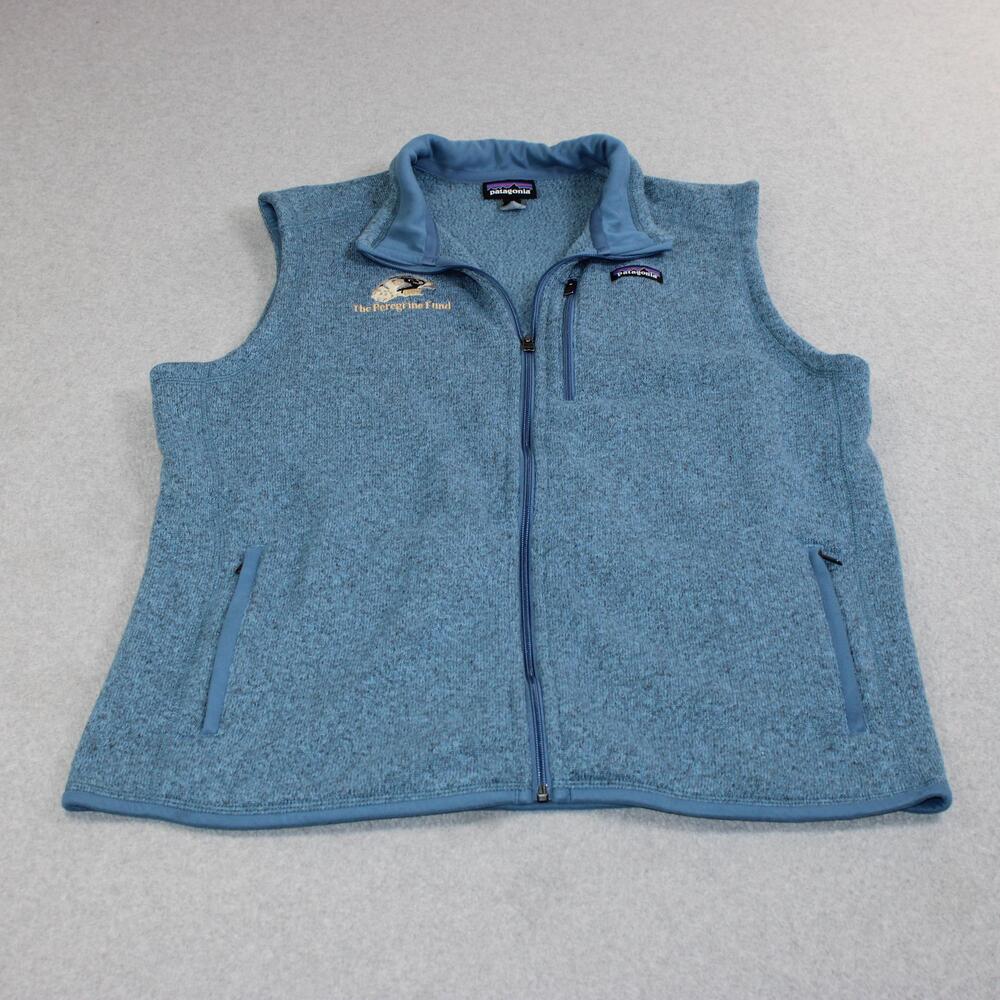 Patagonia Better Sweater Vest Men 2XL Blue Full Zip Fleece Peregrine Fund Logo